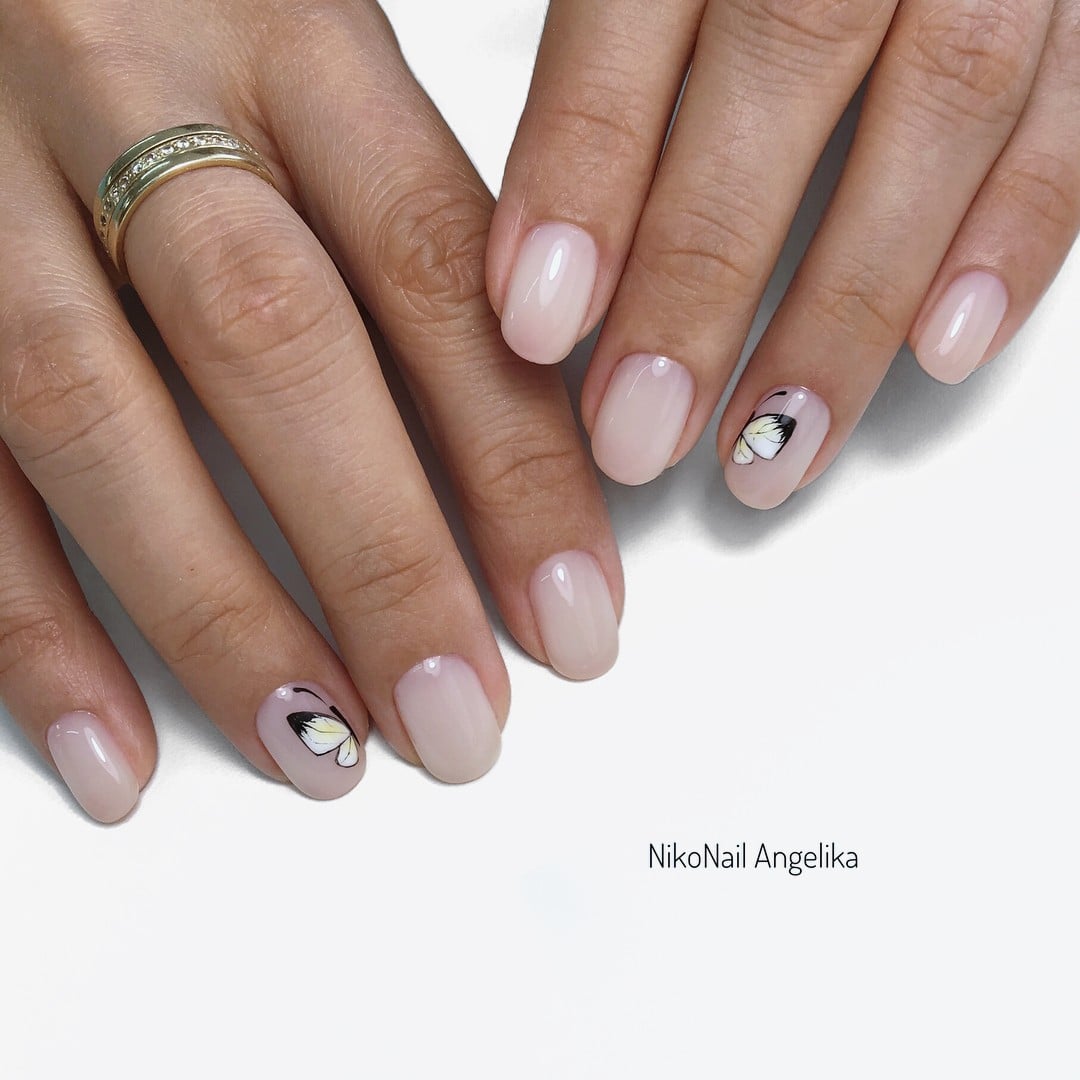 Нежный маникюр нюдовый с рисунком, фото - Ногтевая студия Niko Nail