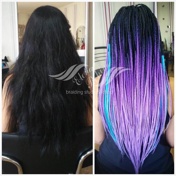 Омбре колорирование черные волосы, фото - Парикмахер Елена Рехина