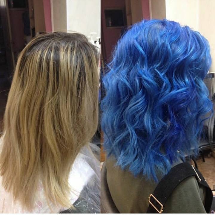 Колорирование фиолетовый цвет волос синий, фото - Парикмахер-стилист Карина Романцова