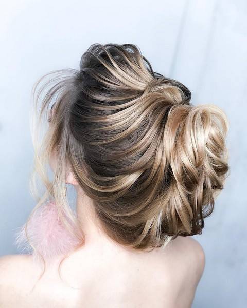 Укладка волос блонд прическа пучок, фото - Парикмахер Наталья Лебедь