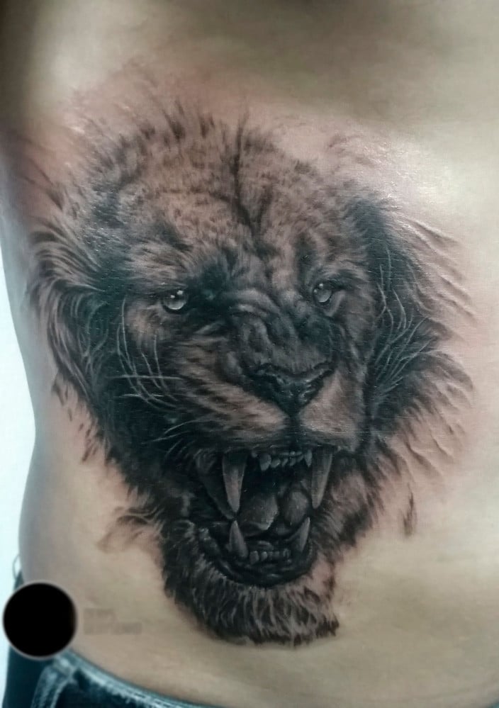 Лев чб тату, фото - Тату салон Альянс