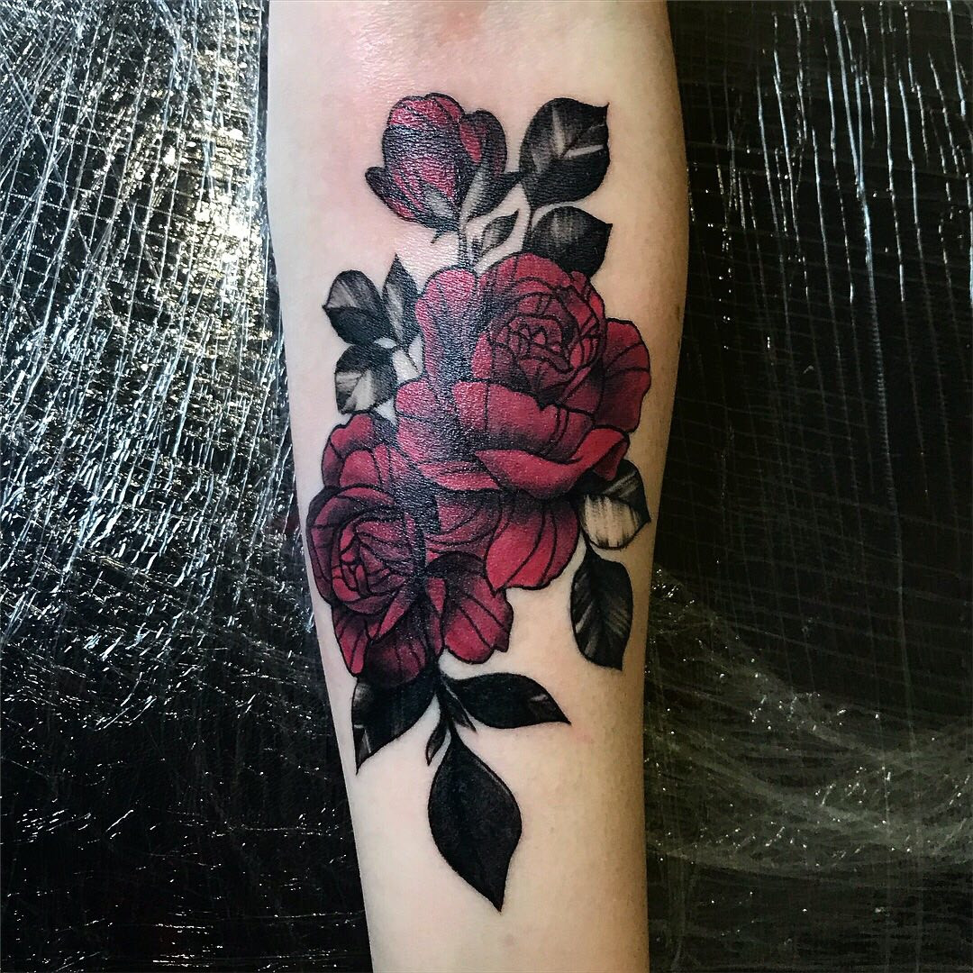 Женские роза цветные, фото - Тату салон Unity Tattoo