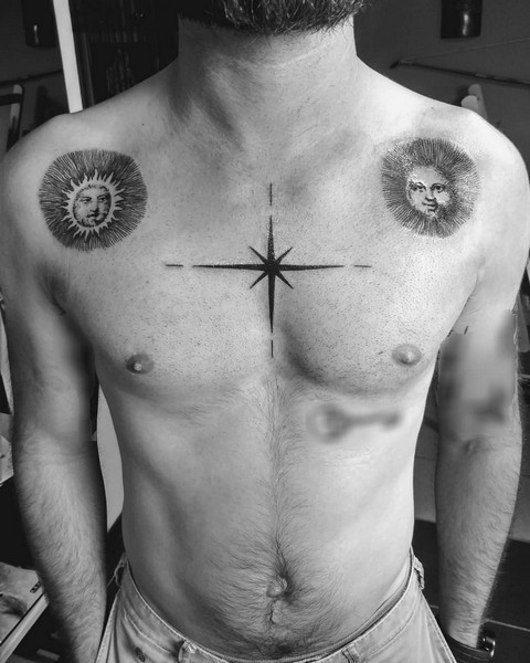 Для хлопців на плечі грудях, фото -  Saba tattoo