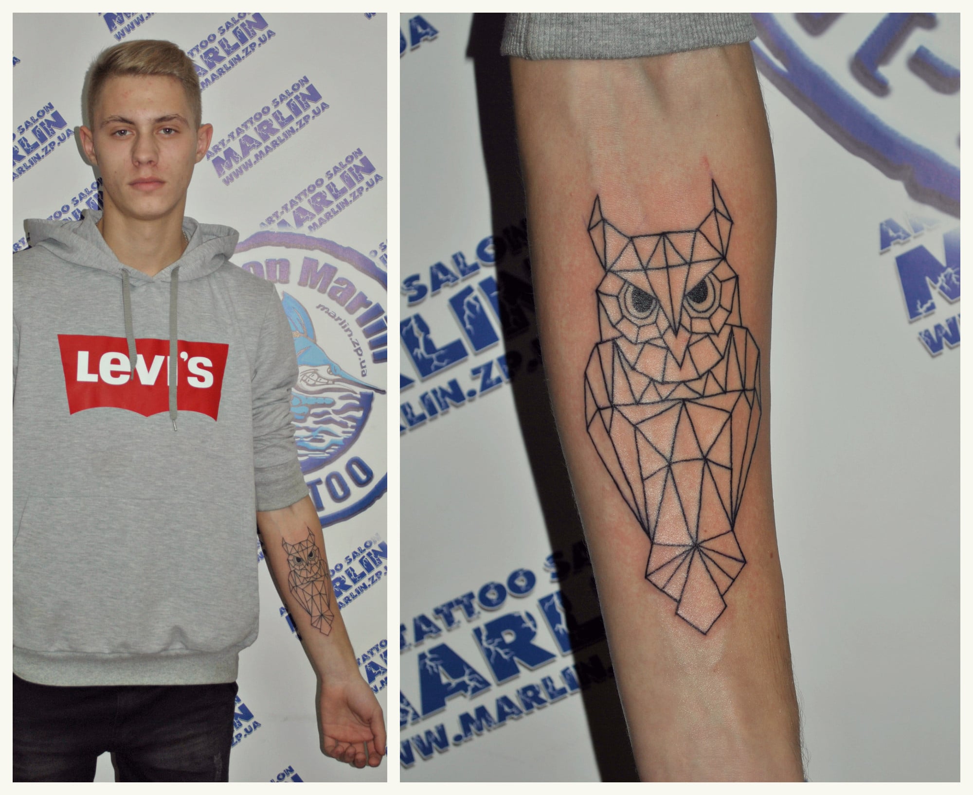 Мужские на предплечье черно-белые, фото - Тату салон Арт тату салон Marlin