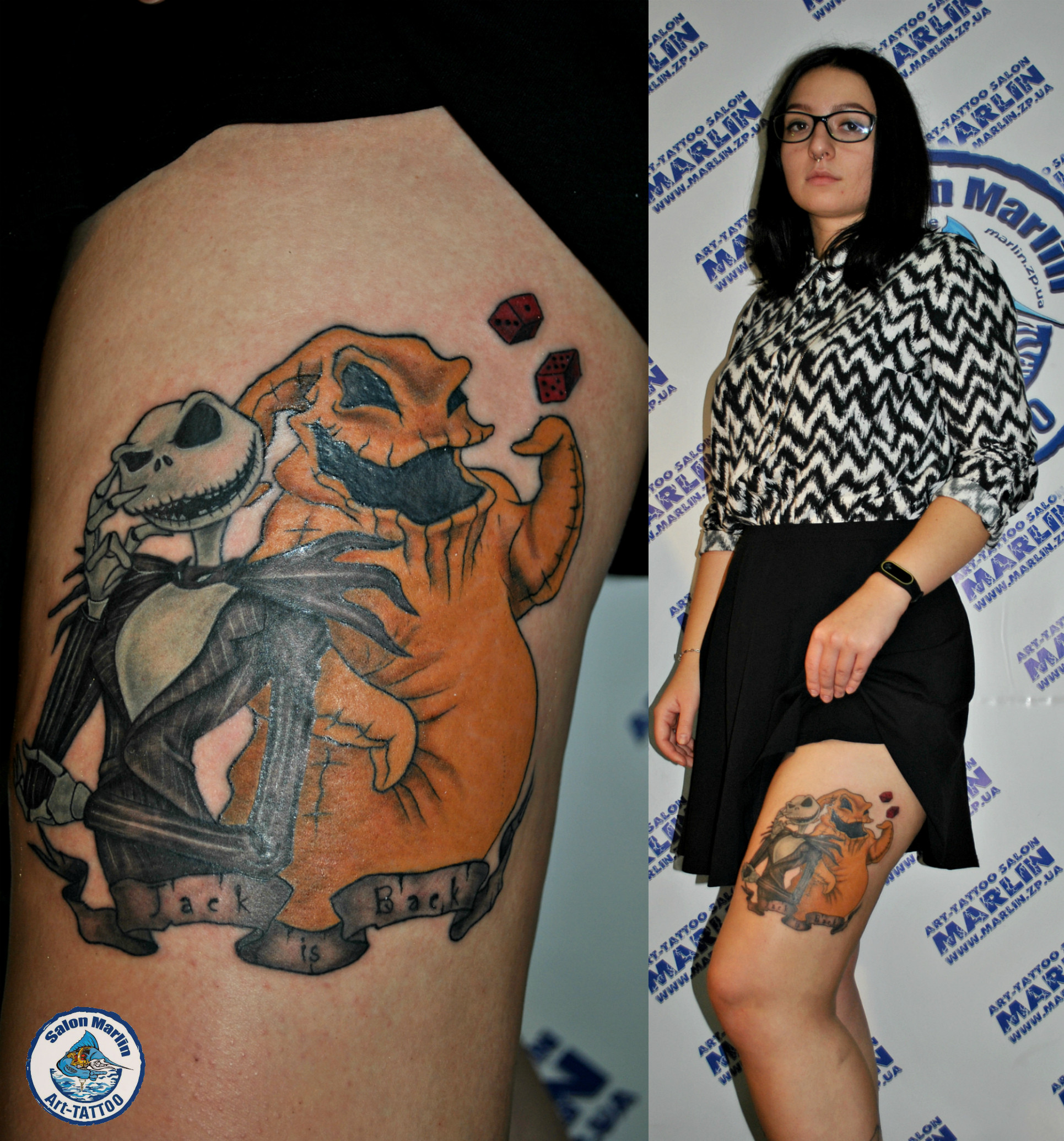 Для дівчат кольорові на стегні, фото - Тату салон Арт тату салон Marlin