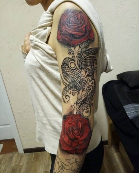 Для дівчат рукав троянда, фото - Тату майстер Роман