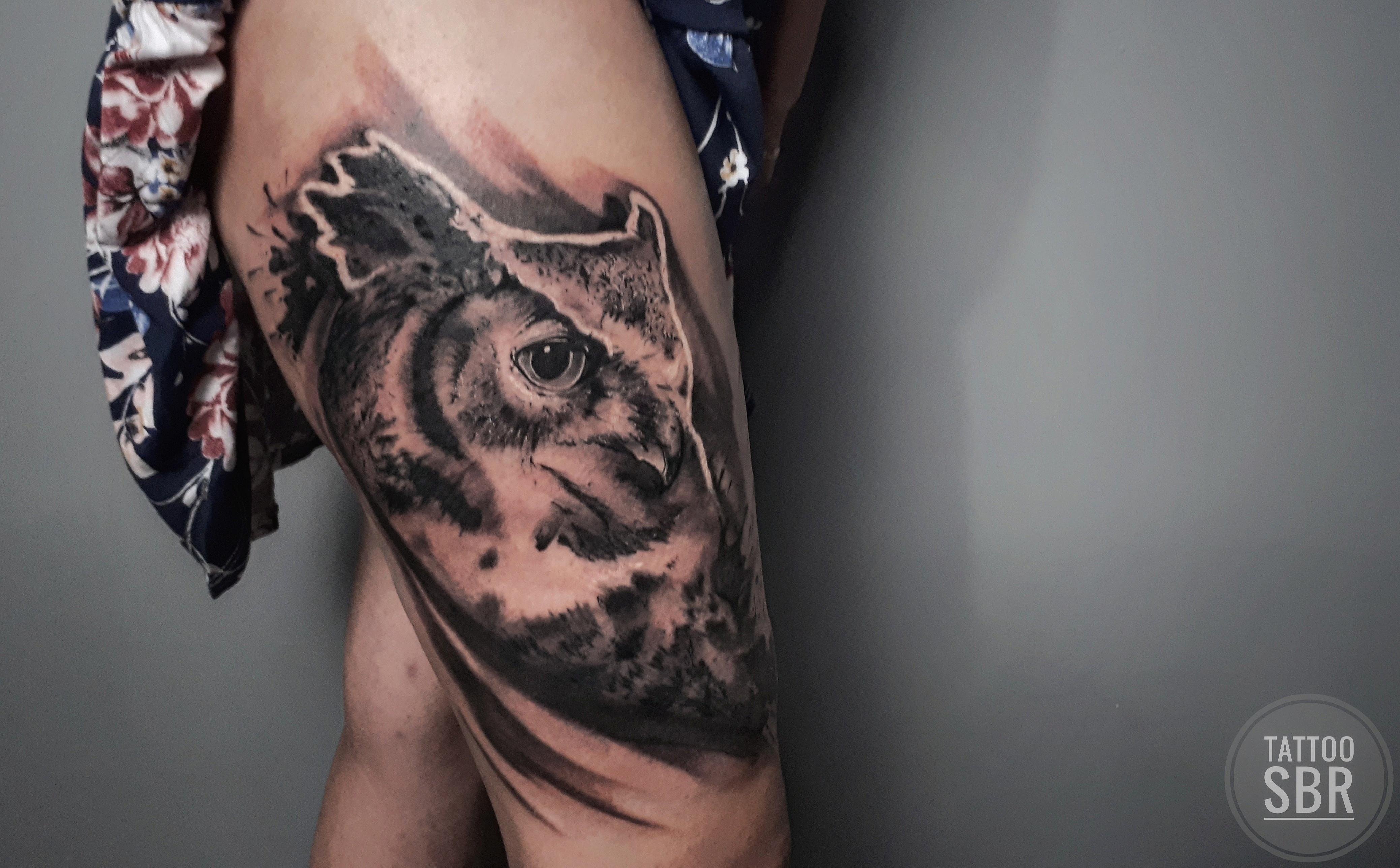 Для дівчат чорно-білі сова, фото - Тату майстер Володимир Костер