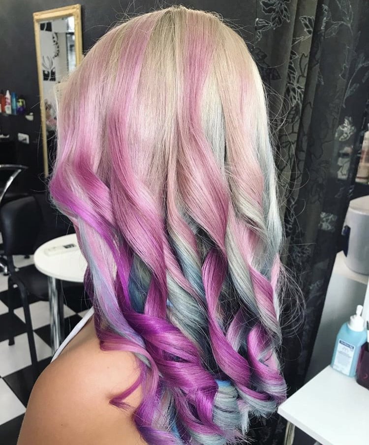 Сложное окрашивание блонд фиолетовый цвет волос, фото - Студия красоты He&She beauty salon