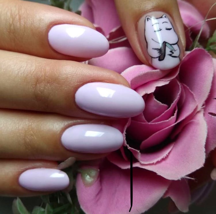 Маникюр с рисунком в пастельных тонах светлый, фото - Салон красоты He&She beauty salon