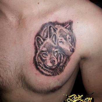 Тату мужские волк черно-белые, фото -  Дмитрий Зюнов