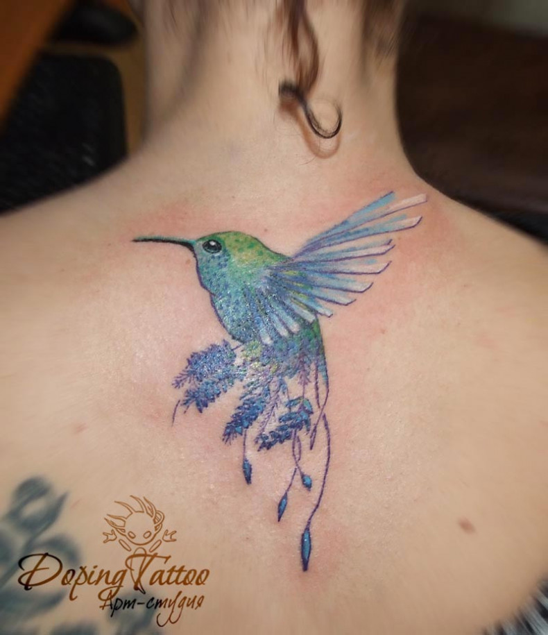 Для дівчат кольорові на спині, фото - Тату салон DopingТattoo