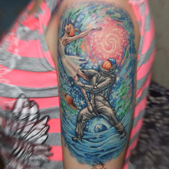 Тату для дівчат на плечі кольорові, фото - Тату салон DopingТattoo