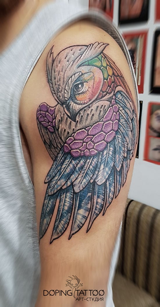 Мужские на плече цветные, фото - Тату салон DopingТattoo