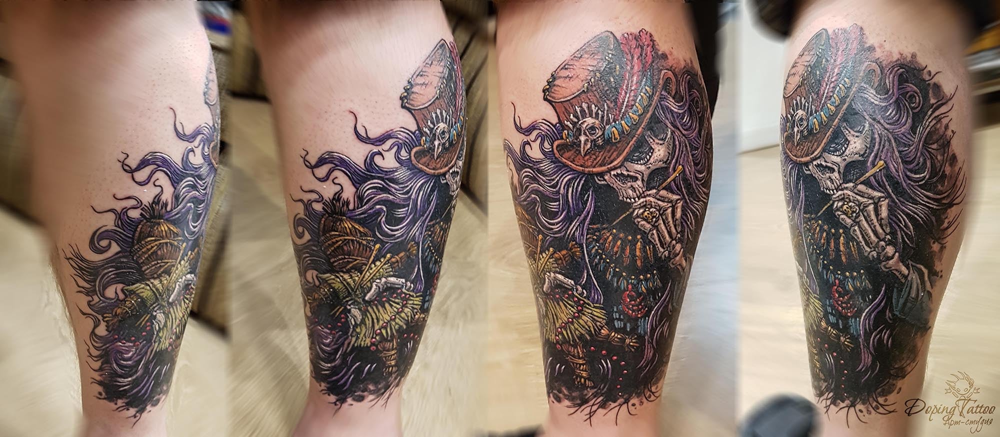 Мужские на ноге цветные, фото - Тату салон DopingТattoo