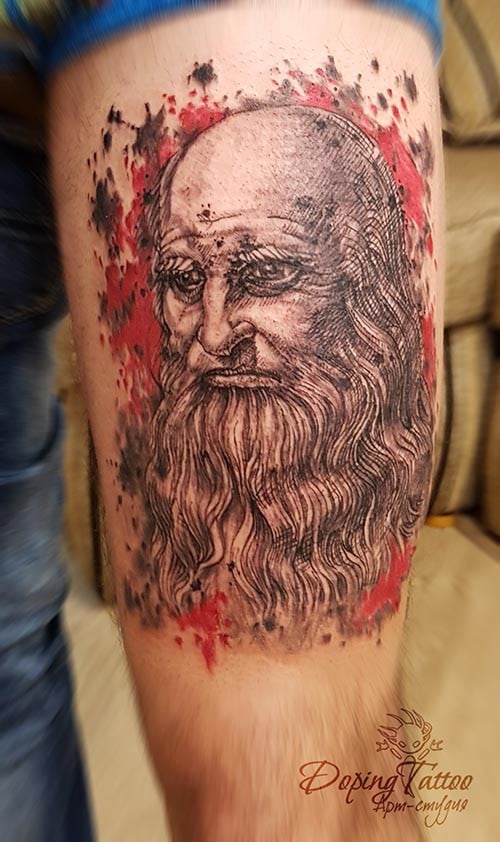 Мужские на ноге цветные, фото - Тату салон DopingТattoo
