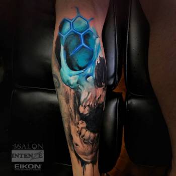 Тату череп цветные, фото -  Cult Tattoo