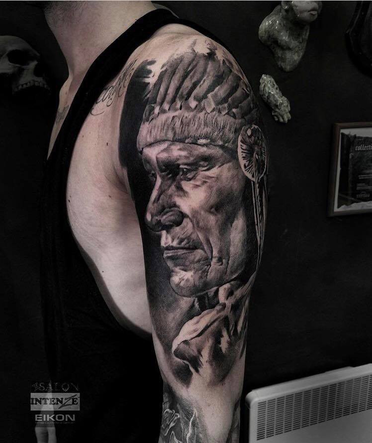 Индеец, фото -  Cult Tattoo