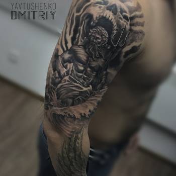 Татуировка Нептуна , повелителя морских стихий. Мастер Явтуш