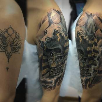 Тату Тату Cover up Анубис. мастер тату художник Явтушенко Дмитрий, фото - Тату мастер Дмитрий Явтушенко