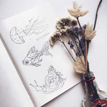 Тату эскиз чорно-білі дотворк, фото - Тату майстер Tattooerka Tattooerka