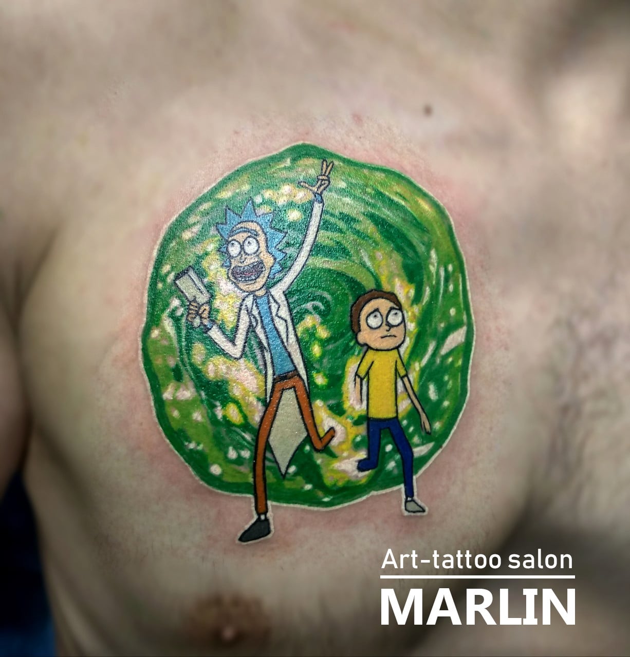 Для хлопців кольорові на грудях, фото - Тату салон Арт тату салон Marlin