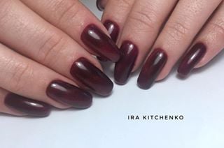 Бордовый маникюр на длинные ногти однотонный (монохромный), фото - Мастер маникюра Ирина Китченко