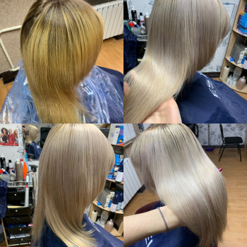 Обесцвечивание волос с тонированием в блонд
                    Перукар-колорист Екатерина Запоріжжя