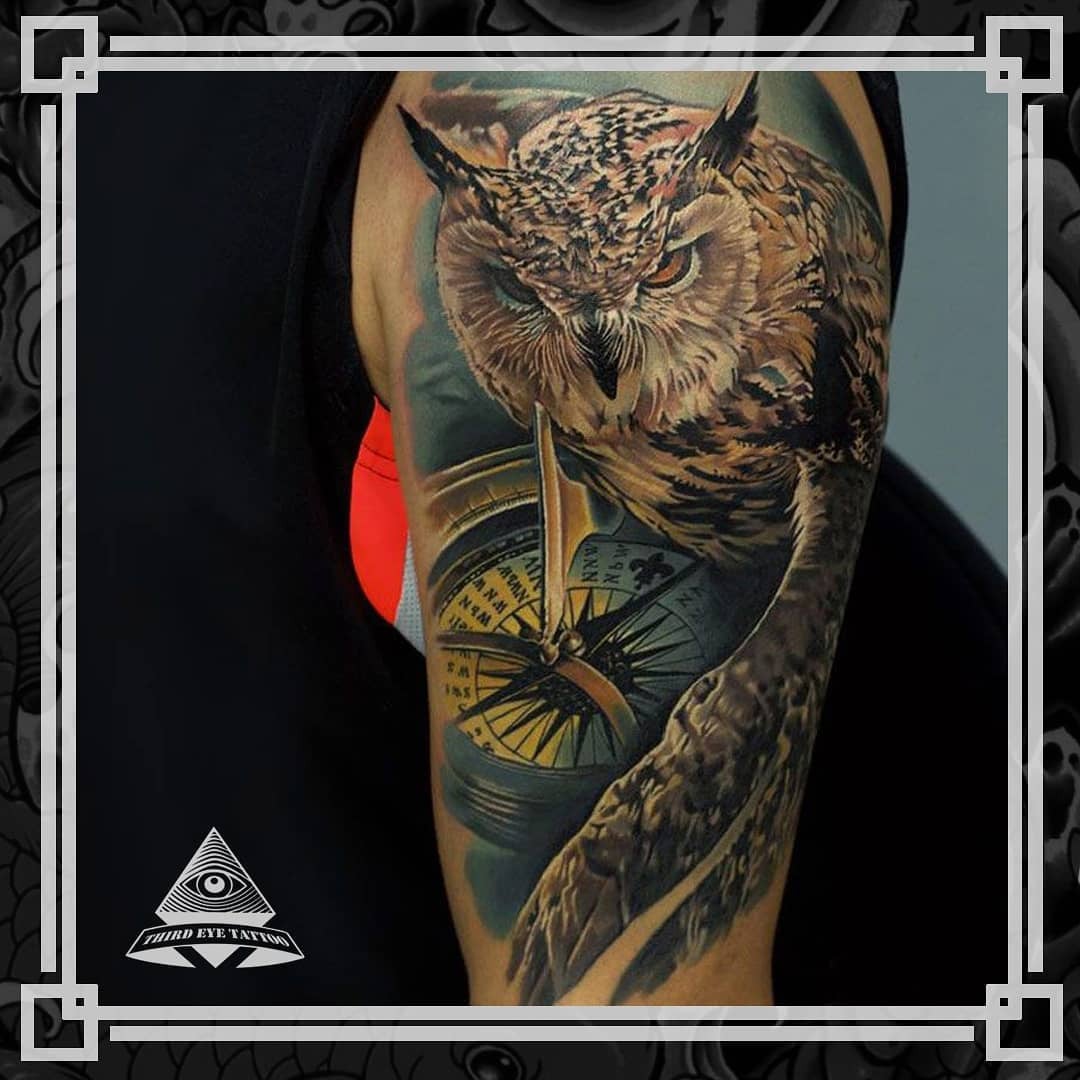 Мужские на плече цветные, фото - Тату салон Third Eye Tattoo