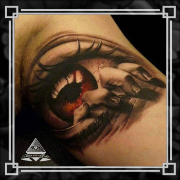 Тату глаз хоррор black&grey, фото - Тату салон Third Eye Tattoo