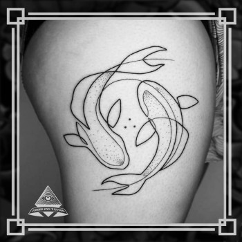 Тату лайнворк рыба, фото - Тату салон Third Eye Tattoo