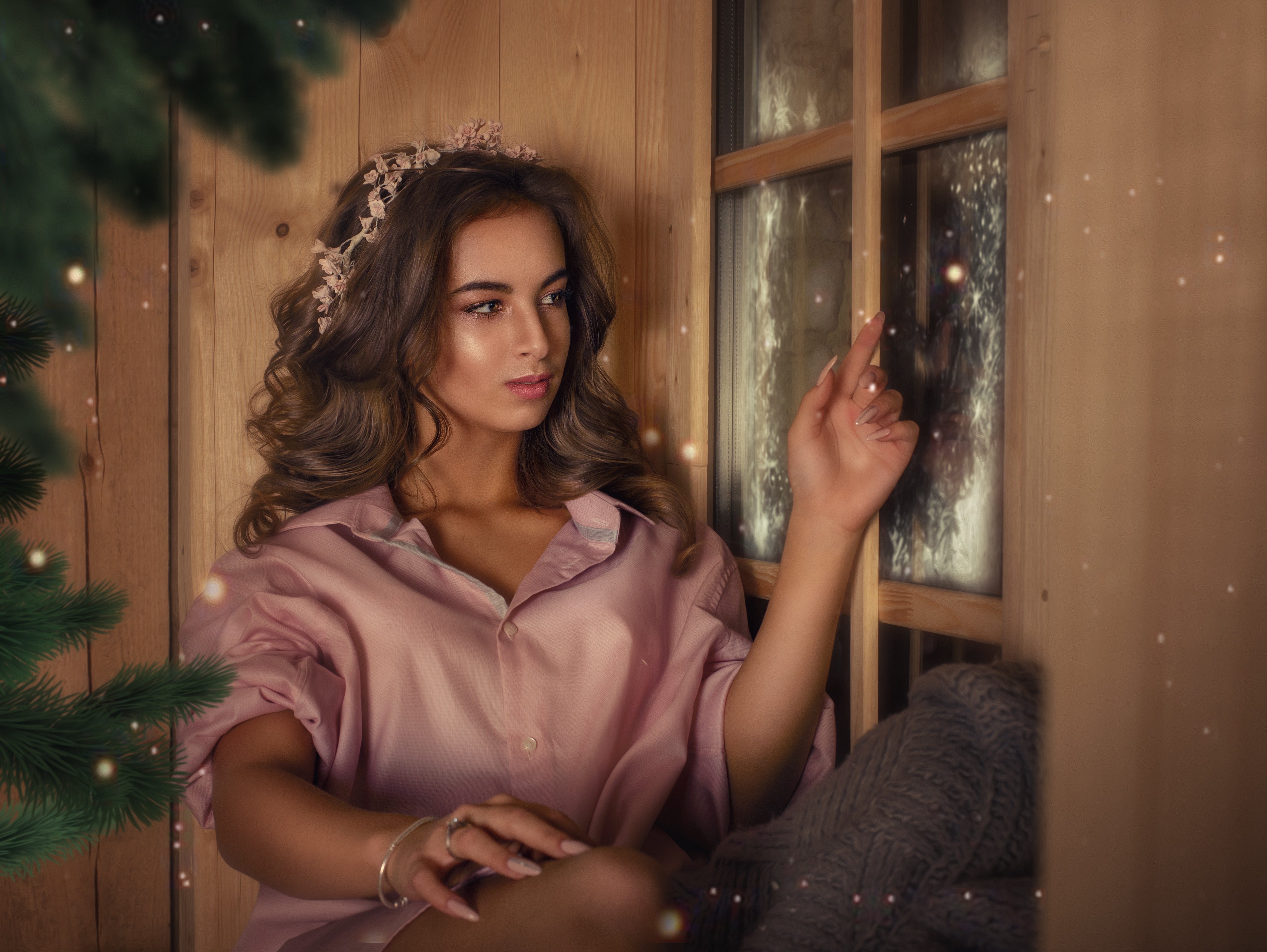 Новорічна фотосесія вдома у сорочці, фото - Візажист Аня Бобровникова