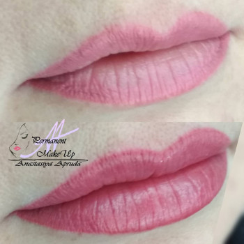 Губки перед и после коррекции