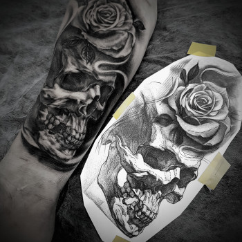Тату мужские эскиз череп, фото - Тату салон Topor Tattoo