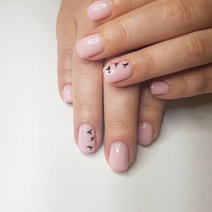 Нюдовий манікюр з малюнком корейский, фото -  Berkana Studio