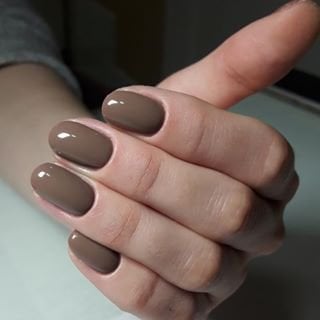 Однотонный (монохромный) маникюр коричневый на средние ногти, фото -  СОСО