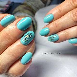 Маникюр с рисунком красивый бирюзовый, фото - Мастер маникюра Кристина