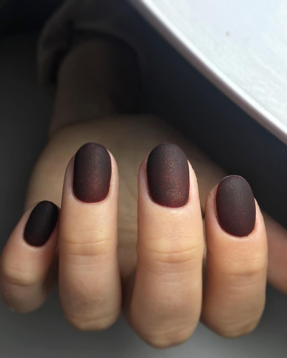 Матовий манікюр темний, фото - Нігтьова студія Fantasy nail