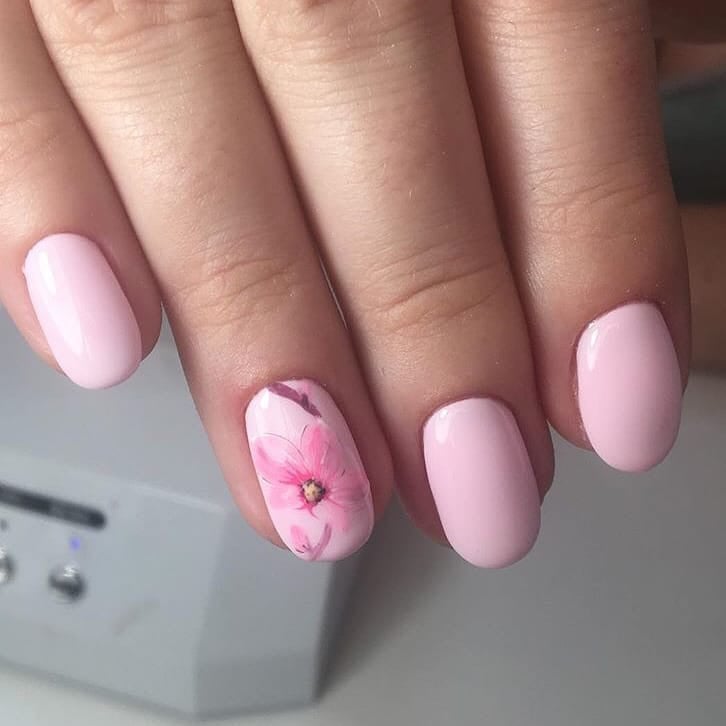 Манікюр з малюнком рожевий у пастельних тонах, фото - Нігтьова студія Fantasy nail