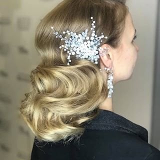 Укладка волос блонд прическа пучок, фото -  Анна Онищенко