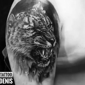 Тату black&grey ягуар, фото - Тату мастер Денис
