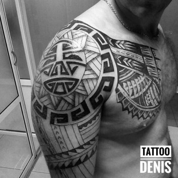 Тату на плечі полінезія, фото - Тату майстер Денис