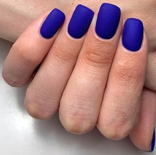 Синий маникюр матовый однотонный (монохромный), фото - Мастер маникюра Ксения