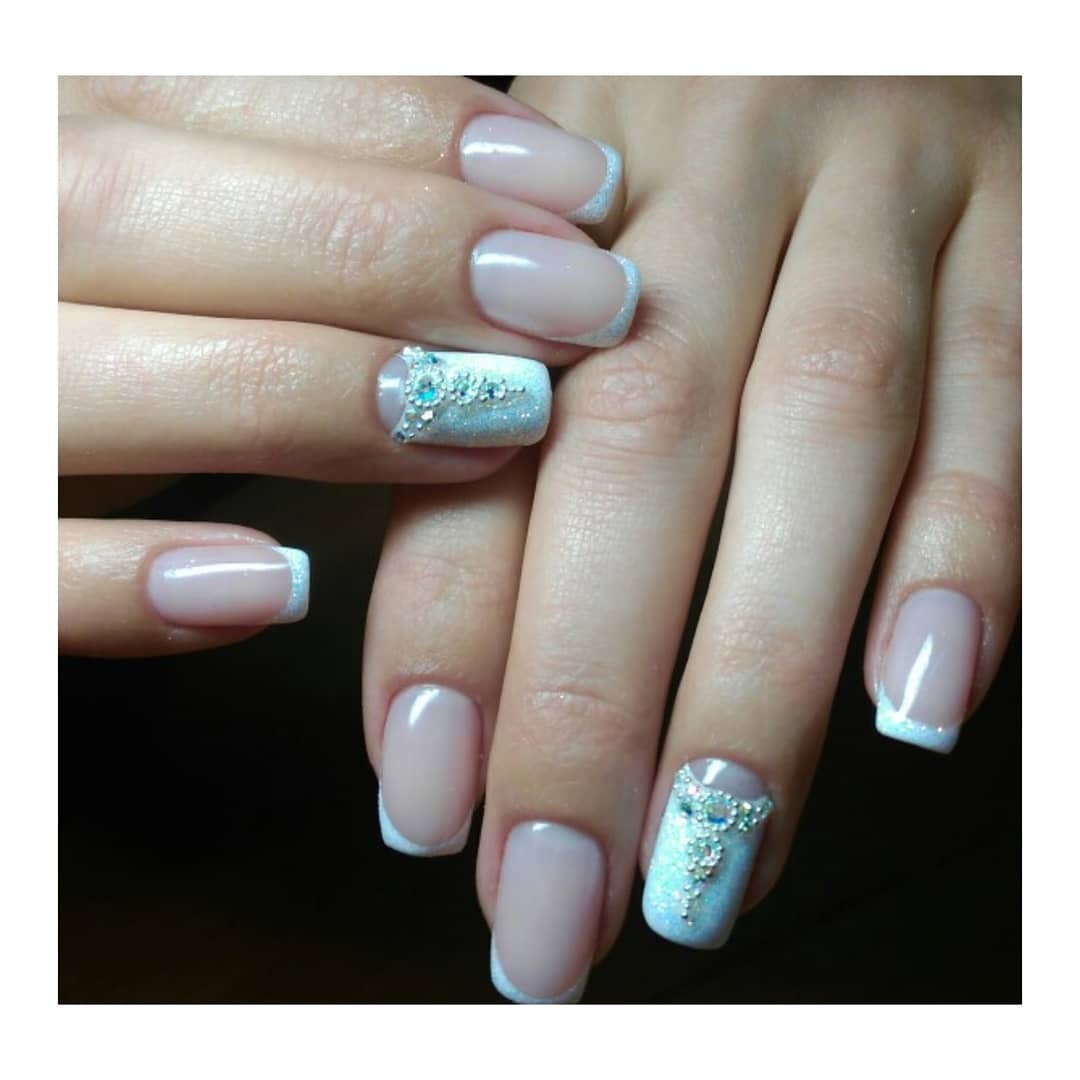 Французский маникюр с блестками свадебный, фото - Студия красоты Beauty Style Professional