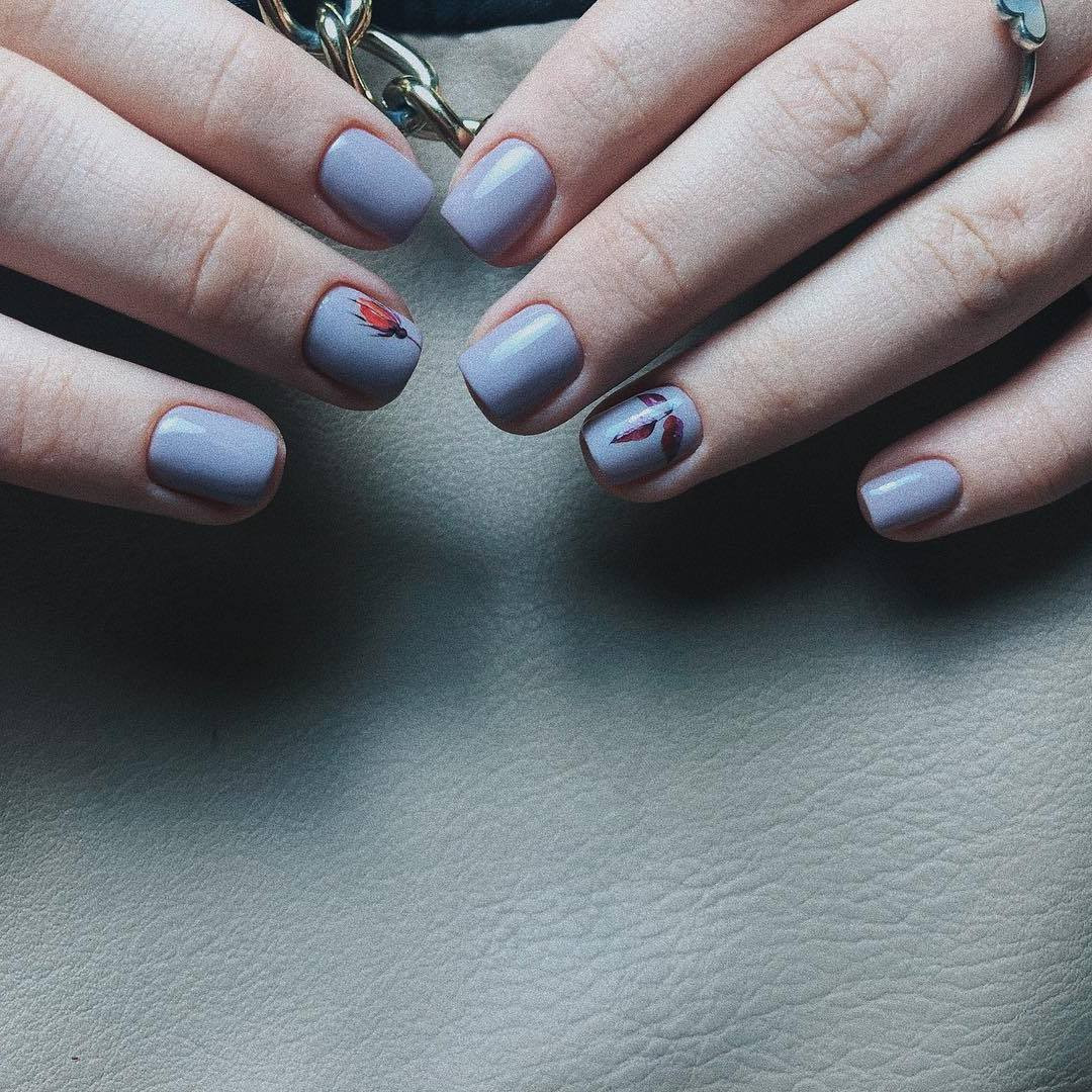 Манікюр на короткі нігті осінь з малюнком, фото - Нігтьова студія Nails Bar Studio