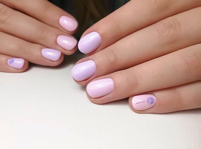 Маникюр на короткие ногти нежный с рисунком, фото - Студия красоты BonBon