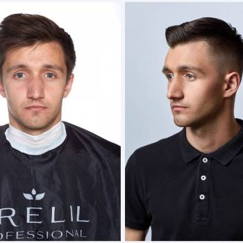 Стильная мужская стрижка и укладка - работа Елены Волковой