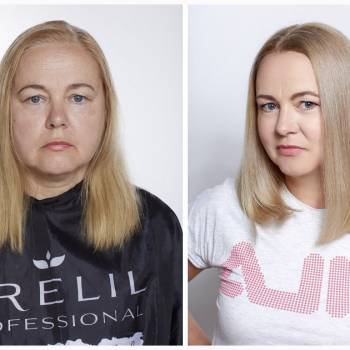 Карамельно-бежевый блонд при эффективном окрашивании седины