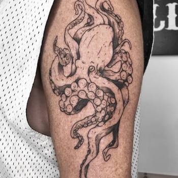 Тату на плечі восьминіг тату чоловічі, фото - Тату майстер Макс Савенков