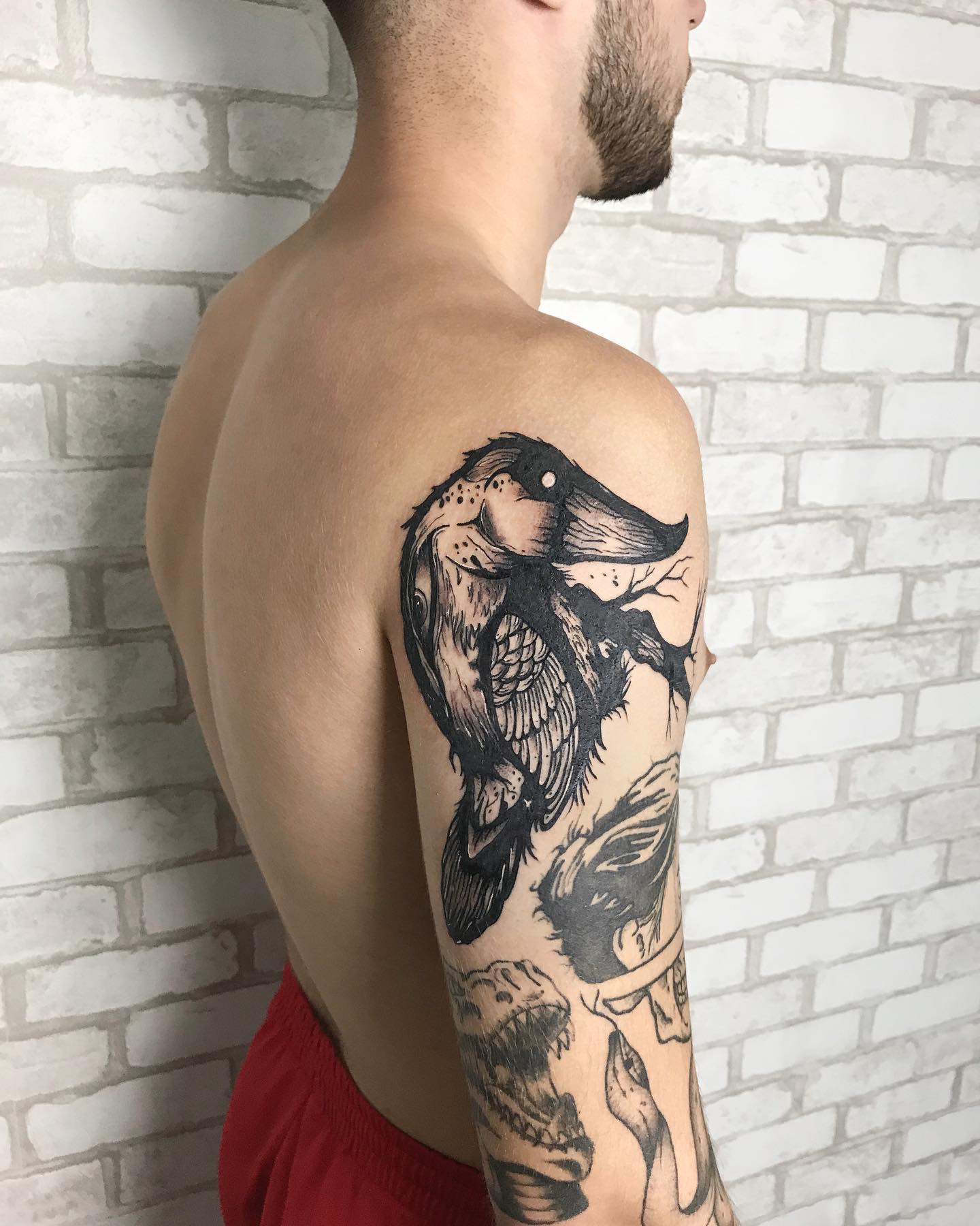 Мужские на плече рукав, фото - Тату салон Dark Space Tattoo