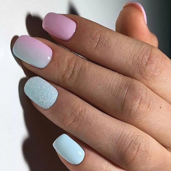 Маникюр лето в пастельных тонах градиент, фото - Мастер маникюра Нат Али